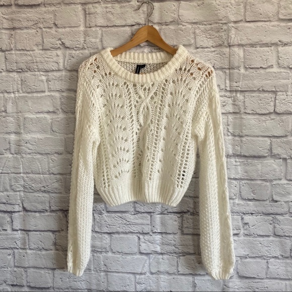 moon & madison Sweaters - Moon & Madison Off White Knit Cropped Sweater